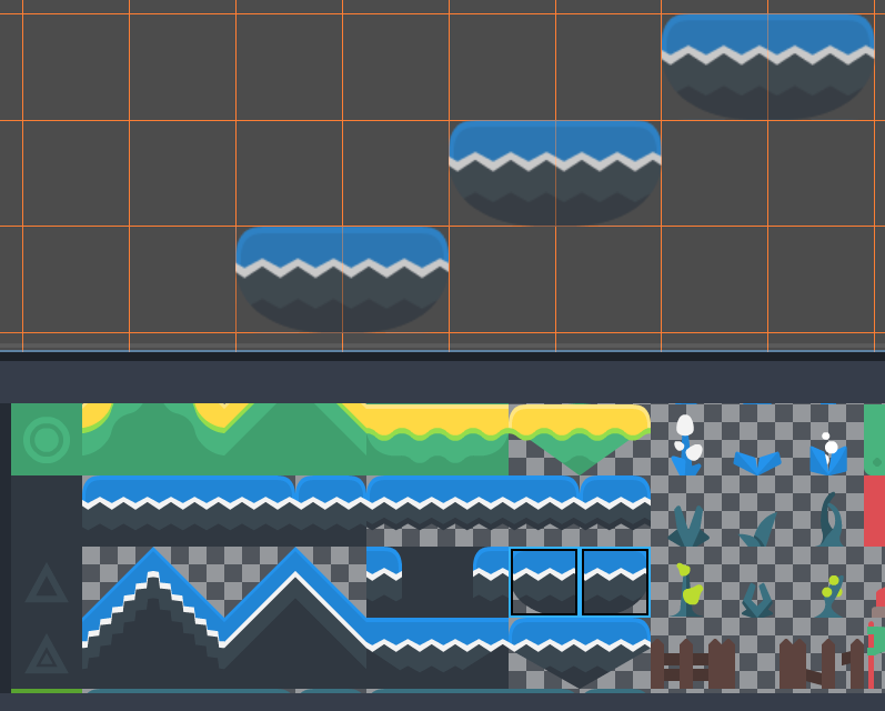 Using the line tool after selecting two tiles to draw platforms diagonally